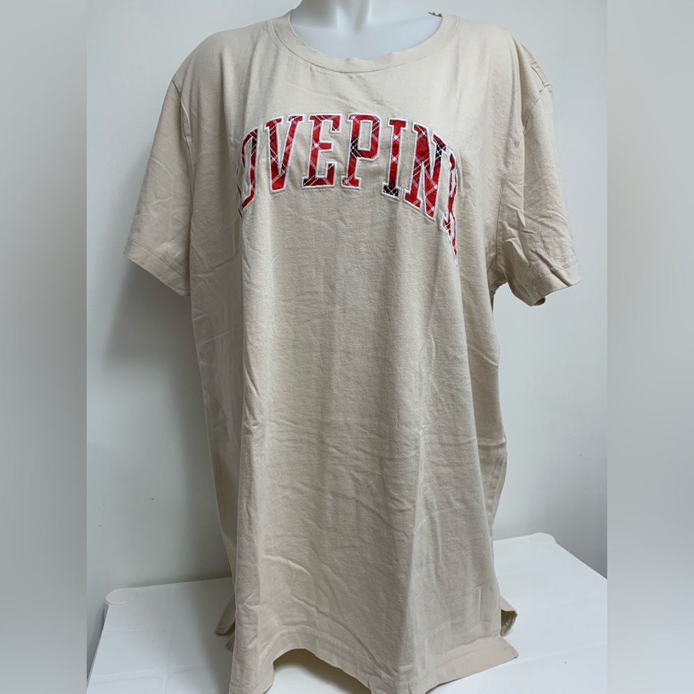 VICTORIA'S SECRET PINK COTTON SHORT SLEEVE CAMPUS T-SHIRT